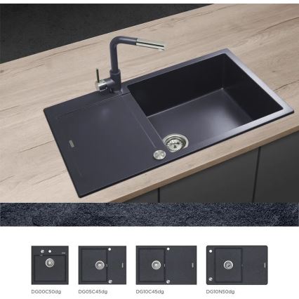 Concept BDG4527DG - Virtuvinis maišytuvas su ištraukiamu purkštuku 26,9 cm granitas/tamsiai pilka
