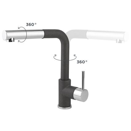 Concept BDG4527DG - Virtuvinis maišytuvas su ištraukiamu purkštuku 26,9 cm granitas/tamsiai pilka