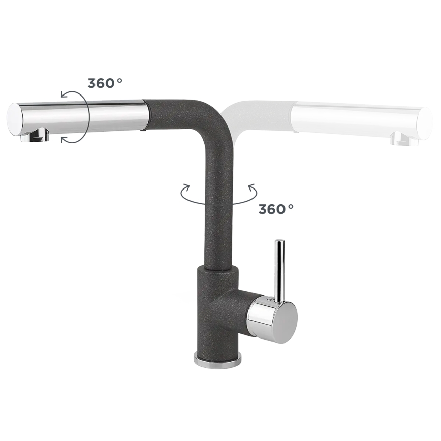 Concept BDG4527DG - Virtuvinis maišytuvas su ištraukiamu purkštuku 26,9 cm granitas/tamsiai pilka