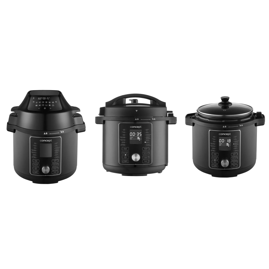 Concept CK8000 - Daugiafunkcis elektrinis slėginis puodas ir karšto oro gruzdintuvė, 5,6 l, 11 viename, 1500 W/230 V, juoda