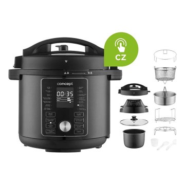 Concept CK8000 - Daugiafunkcis elektrinis slėginis puodas ir karšto oro gruzdintuvė, 5,6 l, 11 viename, 1500 W/230 V, juoda