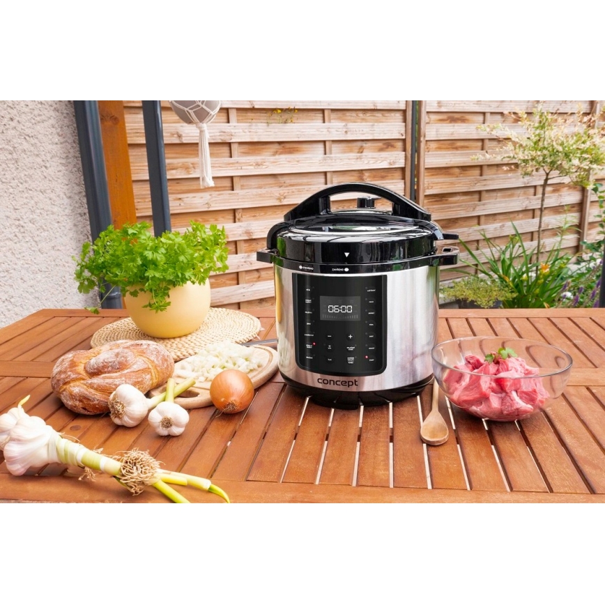 Concept CK8001 - Daugiafunkcis elektrinis slėginis puodas 5,6 l 1000W/230V Wi-Fi iš nerūdijančio plieno