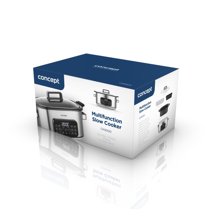 Concept CK9000 - Daugiafunkcis elektrinis puodas 6 l, 10 funkcijų viename, 1250W/230V, iš nerūdijančio plieno