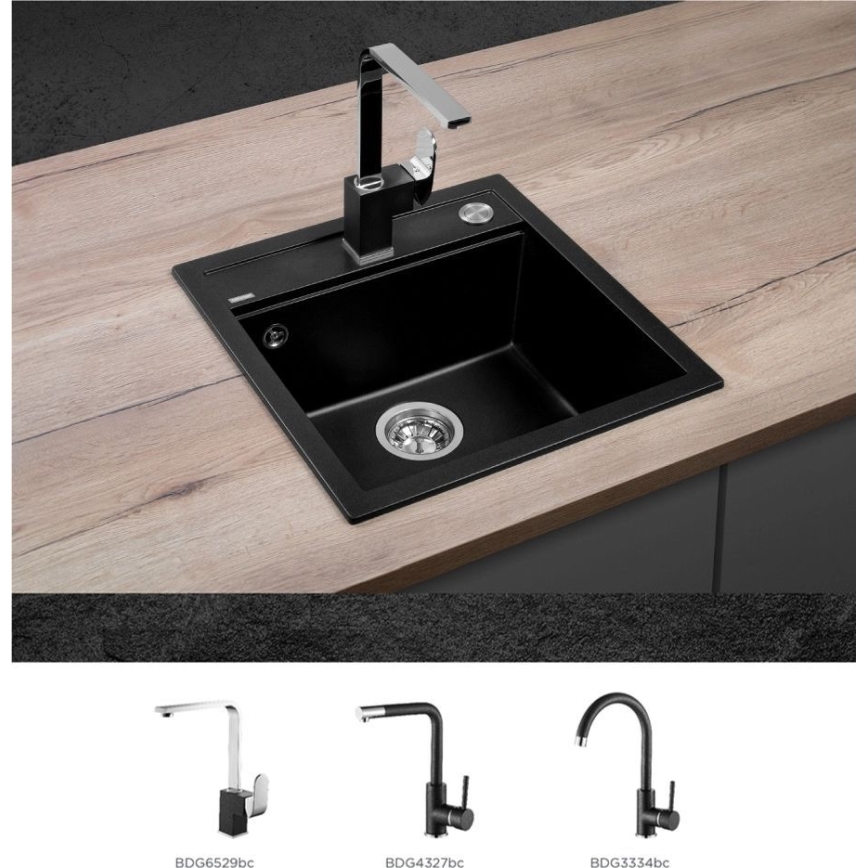 Concept DG00C50BC - Virtuvinė kriauklė CUBIS 49x51 cm granitas/juoda