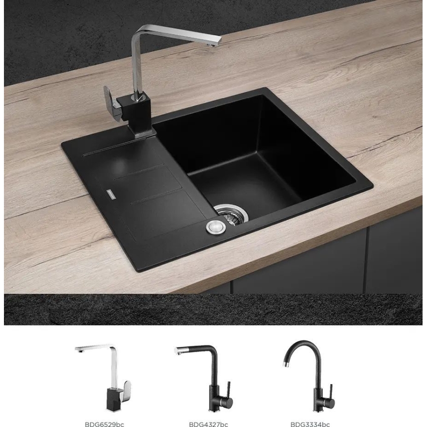 Concept DG05C45BC - Virtuvės kriauklė CUBIS 50x62 cm granitinė/juoda