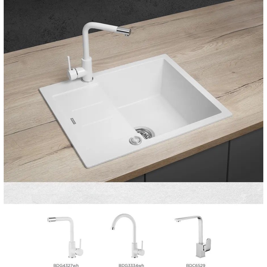 Concept DG05C45WH - Virtuvės kriauklė CUBIS 50x62 cm granitinė/balta