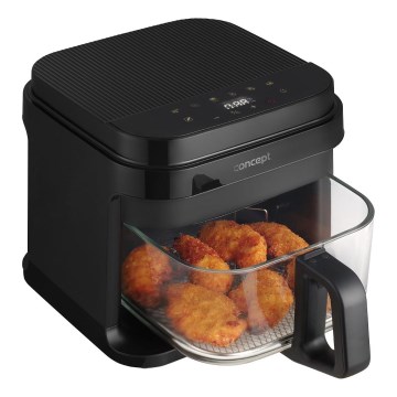 Concept FR5500 - Karšto oro gruzdintuvė GLASS & FAST 5,5 l 1200W/230V juoda