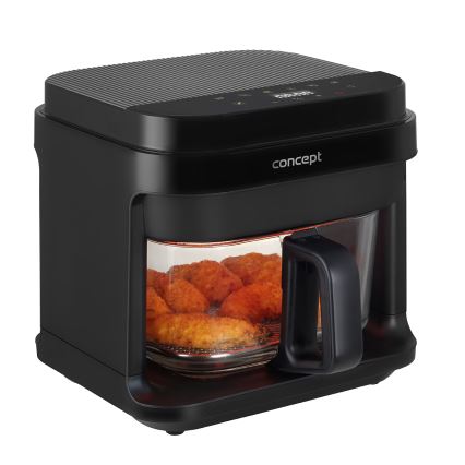 Concept FR5500 - Karšto oro gruzdintuvė GLASS & FAST 5,5 l 1200W/230V juoda