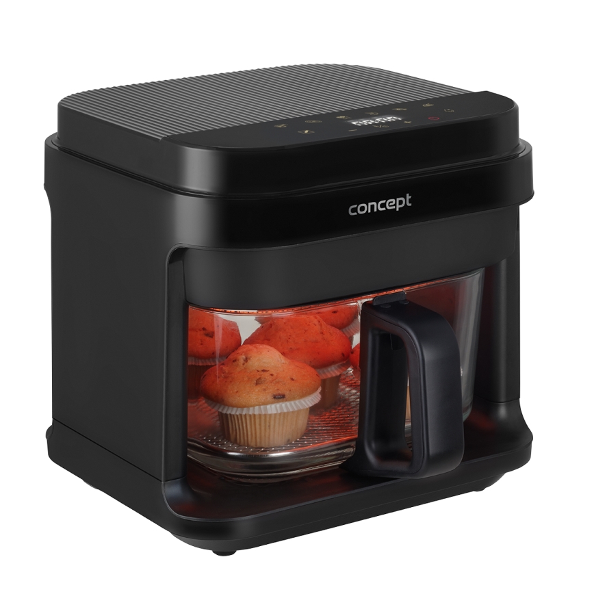 Concept FR5500 - Karšto oro gruzdintuvė GLASS & FAST 5,5 l 1200W/230V juoda