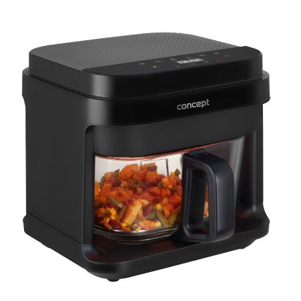 Concept FR5500 - Karšto oro gruzdintuvė GLASS & FAST 5,5 l 1200W/230V juoda