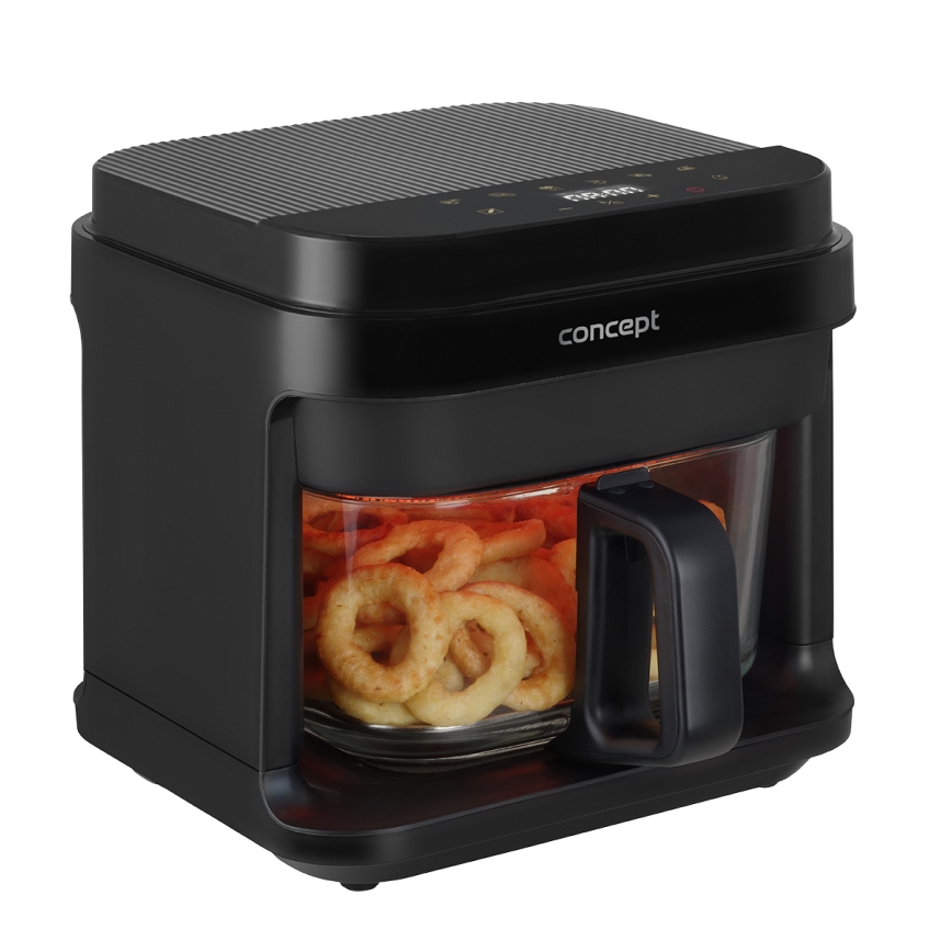 Concept FR5500 - Karšto oro gruzdintuvė GLASS & FAST 5,5 l 1200W/230V juoda