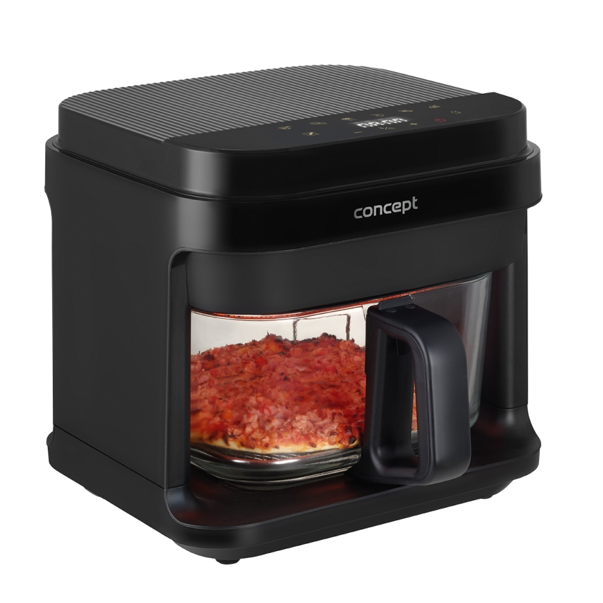 Concept FR5500 - Karšto oro gruzdintuvė GLASS & FAST 5,5 l 1200W/230V juoda