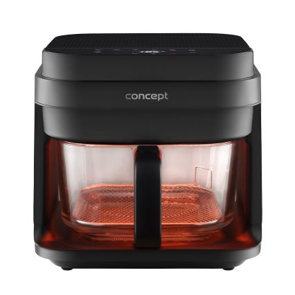 Concept FR5500 - Karšto oro gruzdintuvė GLASS & FAST 5,5 l 1200W/230V juoda
