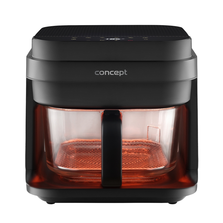 Concept FR5500 - Karšto oro gruzdintuvė GLASS & FAST 5,5 l 1200W/230V juoda