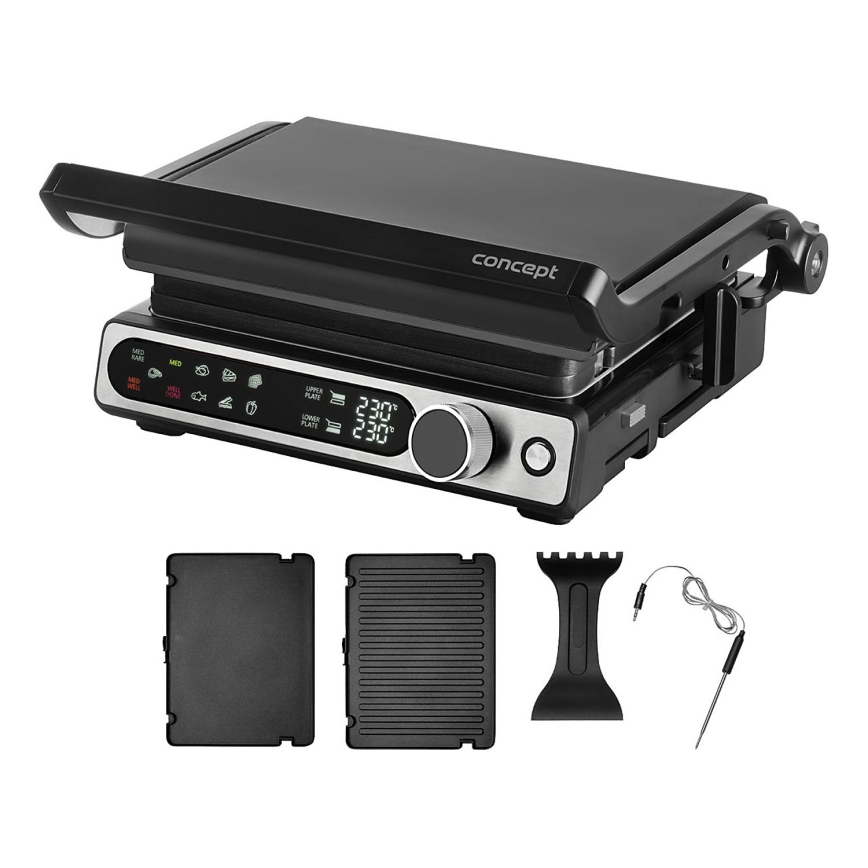Concept ge3500 - Kontaktinis grilis su temperatūros zondu 2000W/230V juoda