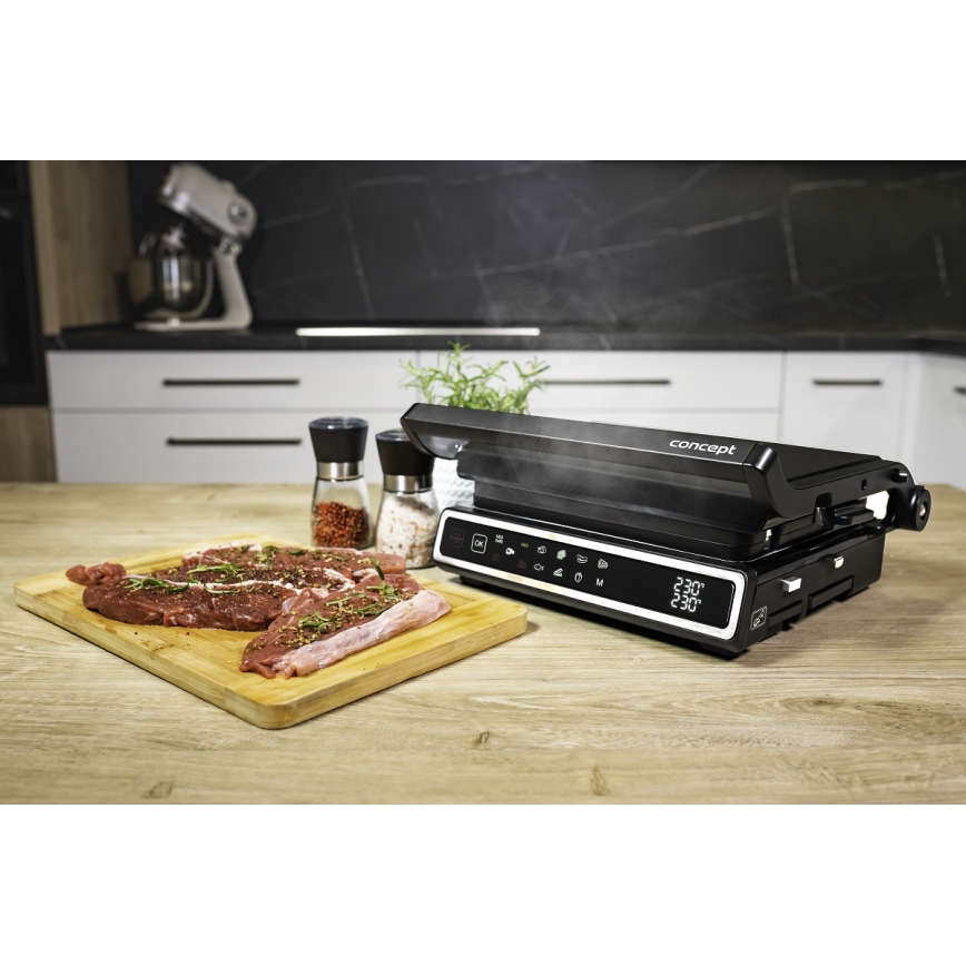 Concept ge3550 - Kontaktinis grilis su temperatūros zondu 2000W/230V juoda