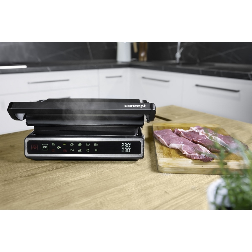 Concept ge3550 - Kontaktinis grilis su temperatūros zondu 2000W/230V juoda