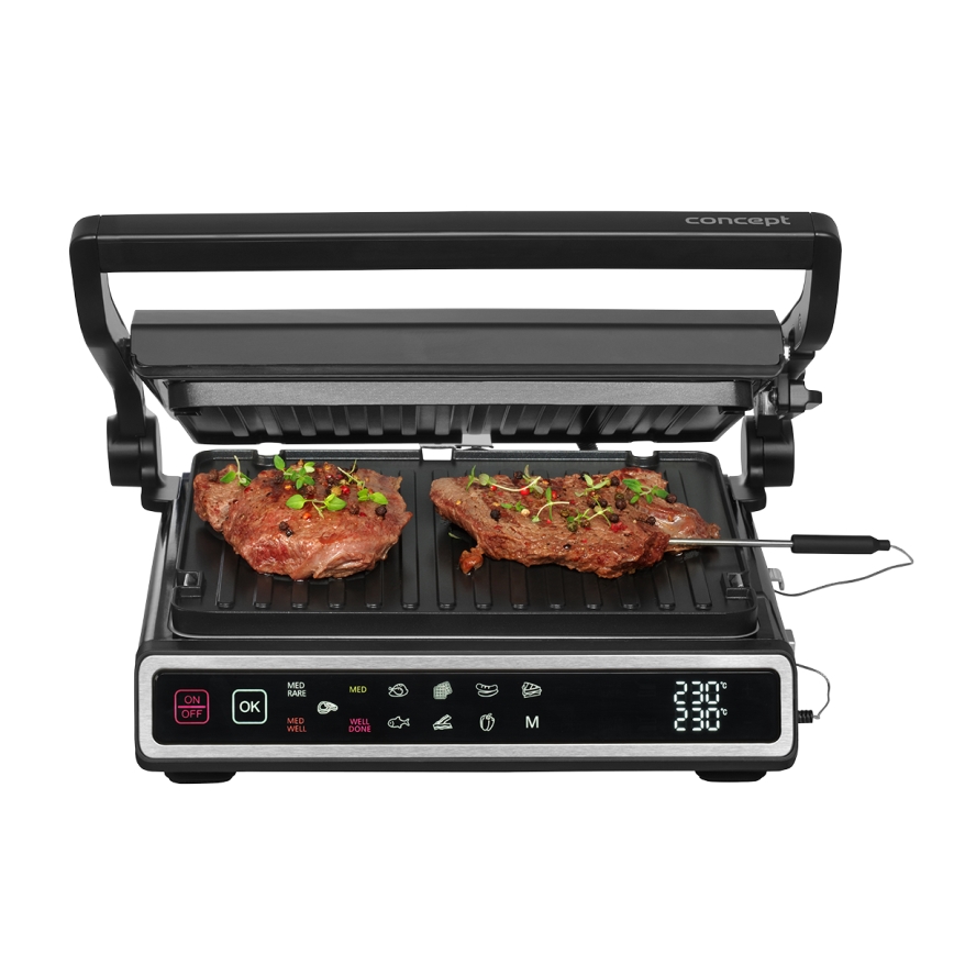 Concept ge3550 - Kontaktinis grilis su temperatūros zondu 2000W/230V juoda