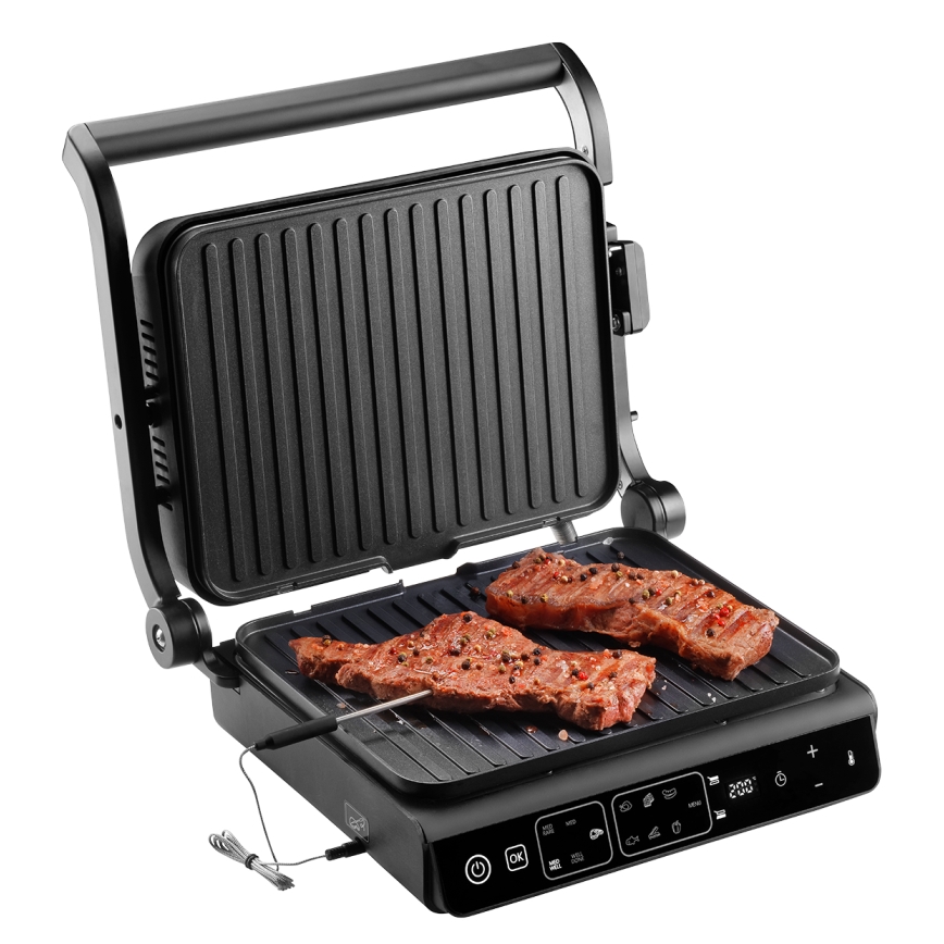 Concept ge3600 - Kontaktinis grilis su temperatūros zondu GLASS 2000W/230V juoda