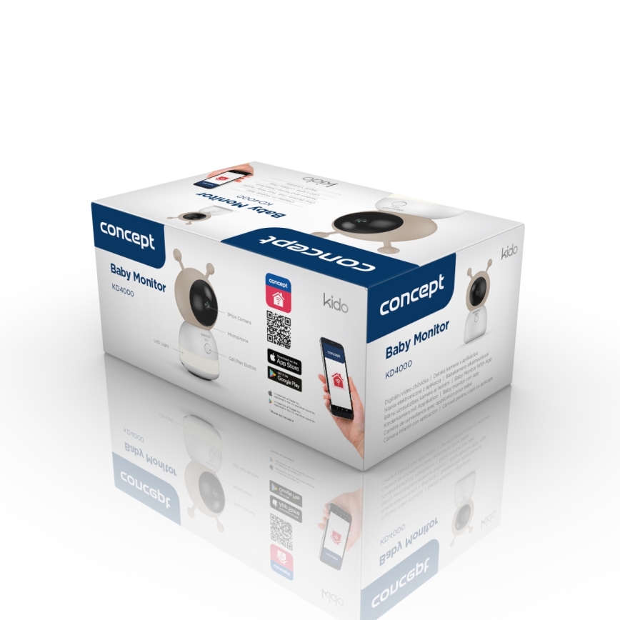 Concept KD4000 - Išmanus kūdikio stebėjimo prietaisas su judesio jutikliu SMART KIDO 4,5W/230V Wi-Fi smėlinis