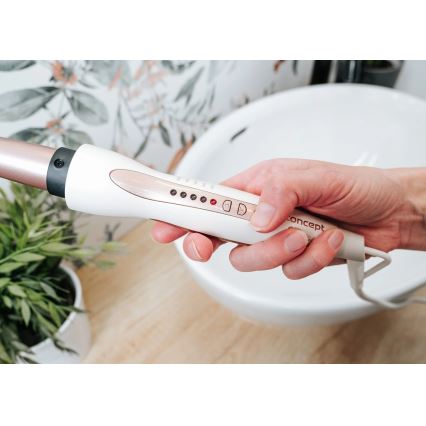 Concept KK2125 - Konusinė plaukų formavimo žnyplė GLAM STYLE 42W/230V balta/rožinio aukso