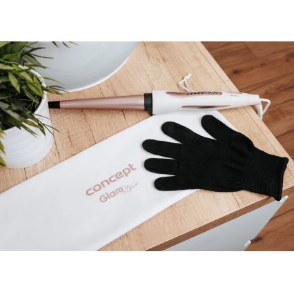 Concept KK2125 - Konusinė plaukų formavimo žnyplė GLAM STYLE 42W/230V balta/rožinio aukso