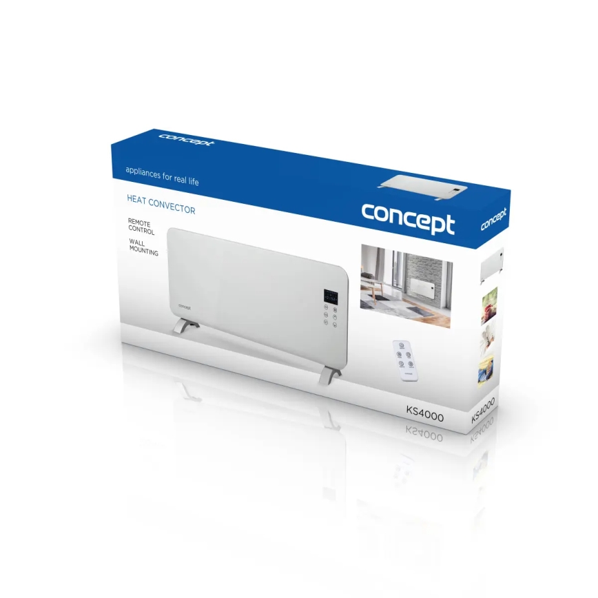 Concept KS4000 - Elektrinis tiesioginis šildytuvas/konvektorius 1000/2000 W IP24 baltas + nuotolinis valdymas