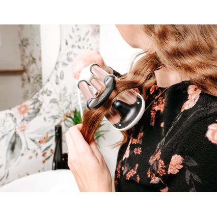 Concept KT2140 - Trijų barelių garbanojimo žnyplė GLAM STYLE 100W/230V balta/rožinio aukso