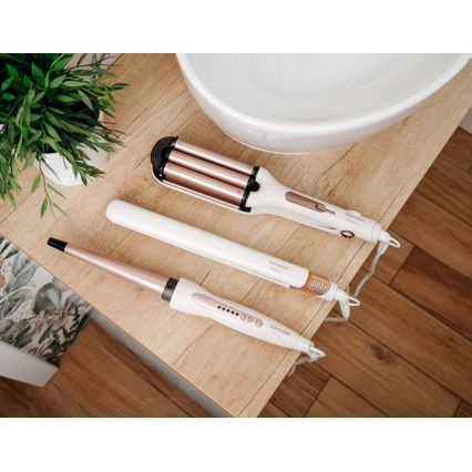 Concept KT2140 - Trijų barelių garbanojimo žnyplė GLAM STYLE 100W/230V balta/rožinio aukso