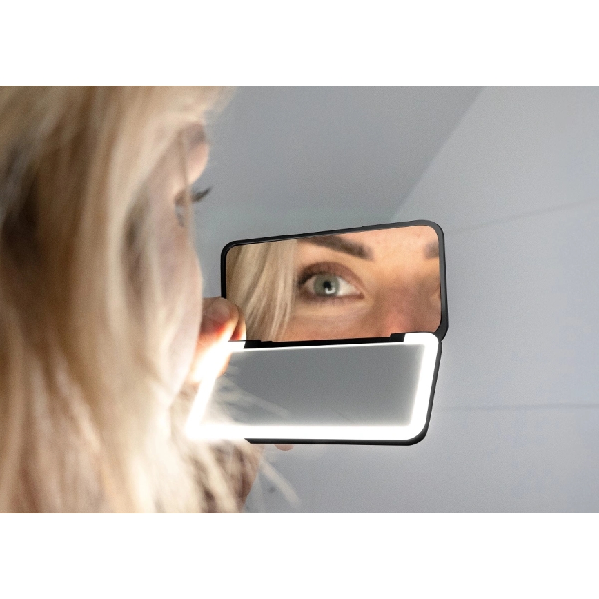 Concept KZ2020 - LED kišeninis kosmetinis veidrodėlis PERFECT SKIN LED/1,5W/5V 4500-5500K 300 mAh juodas