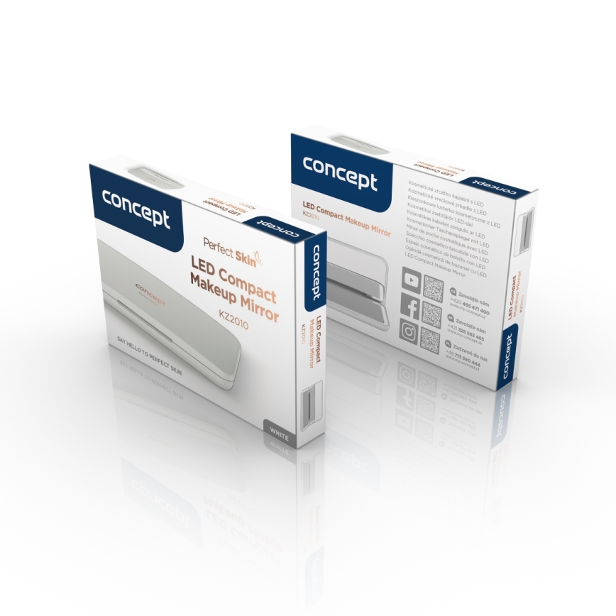 Concept KZ2020 - LED kišeninis kosmetinis veidrodėlis PERFECT SKIN LED/1,5W/5V 4500-5500K 300 mAh juodas