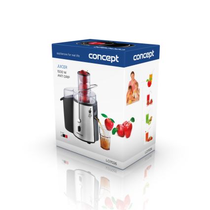 Concept LO7026 - Centrifuginė sulčiaspaudė 1000W/230V juoda/nerūdijančio plieno