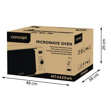 Concept MT4420wh - mikrobangų krosnelė 800 W/230 V, 20 l, balta