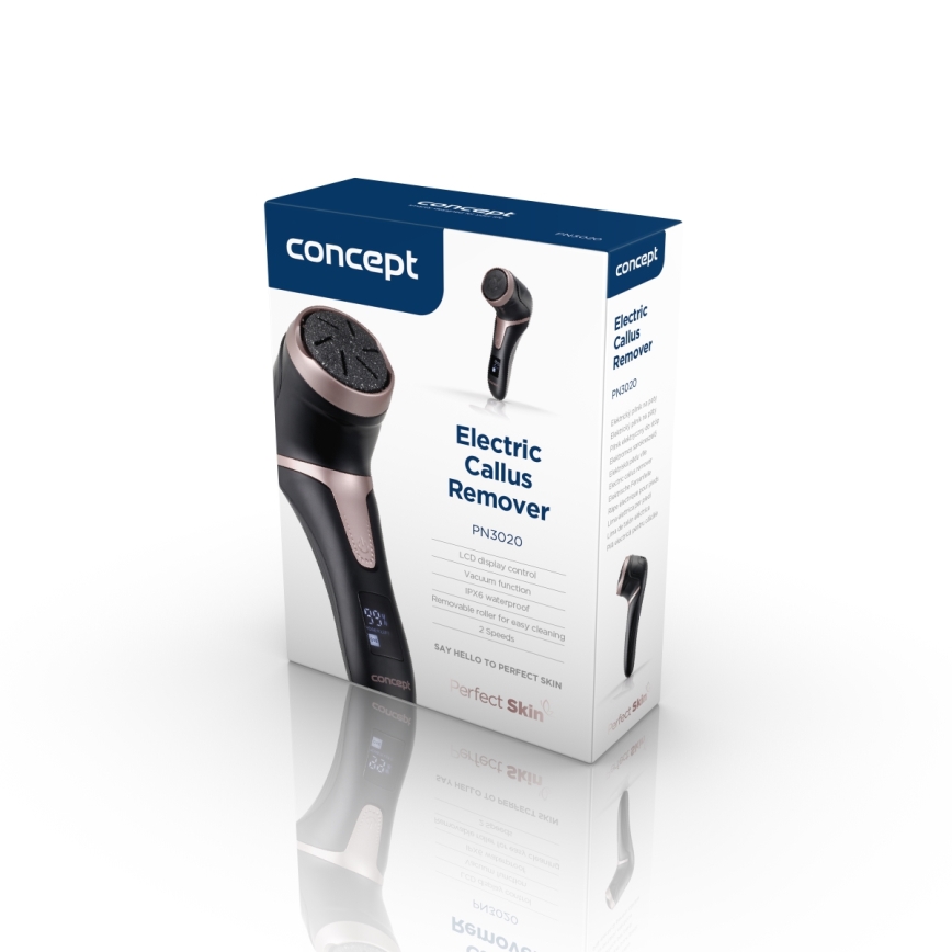 Concept PN3020 - Elektrinis pėdų šveitiklis PERFECT SKIN 5V 1200 mAh IPX6 juoda/rožinio aukso