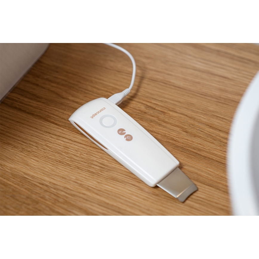 Concept PO2030 - Kosmetinė ultragarsinė spatula PERFECT SKIN 2,5W/5V USB 600 mAh balta