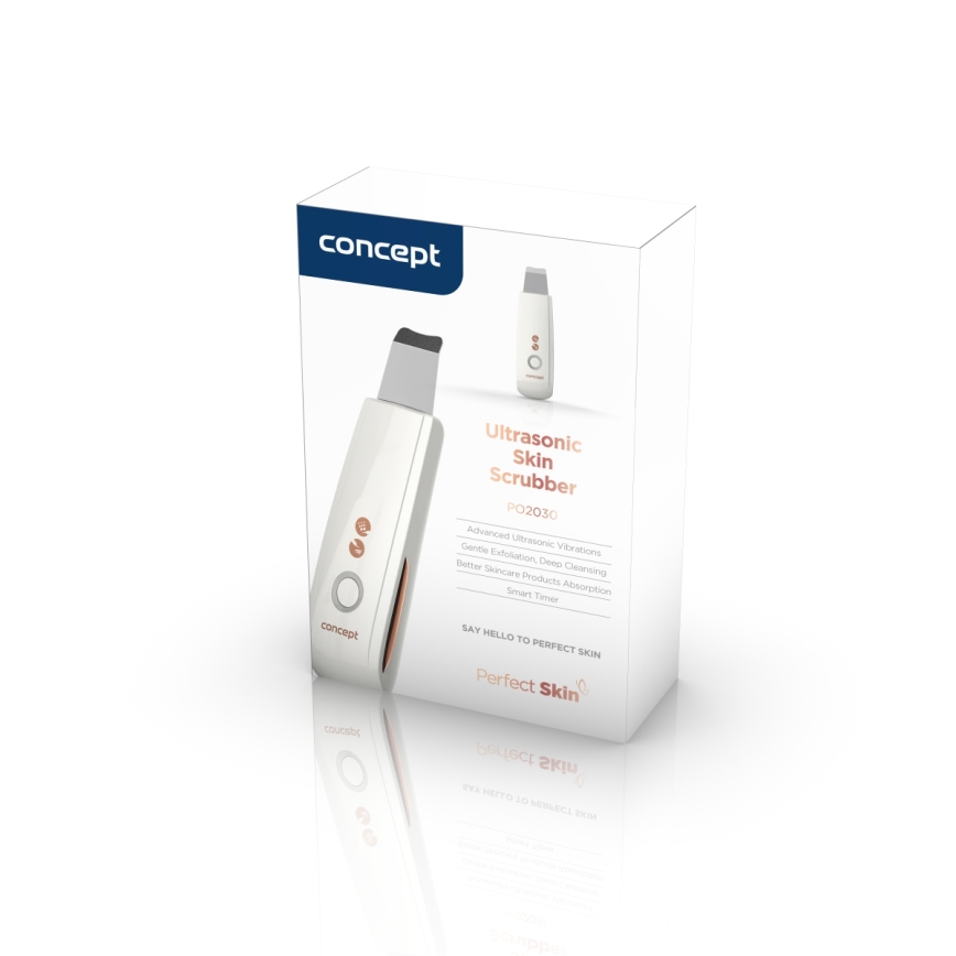 Concept PO2030 - Kosmetinė ultragarsinė spatula PERFECT SKIN 2,5W/5V USB 600 mAh balta