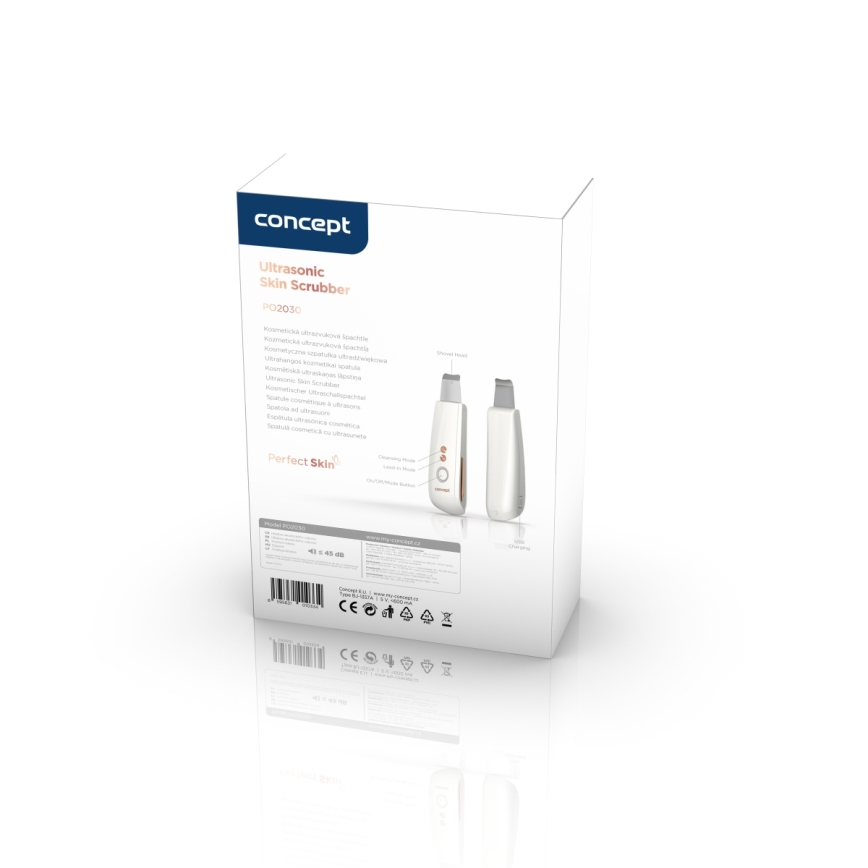 Concept PO2030 - Kosmetinė ultragarsinė spatula PERFECT SKIN 2,5W/5V USB 600 mAh balta