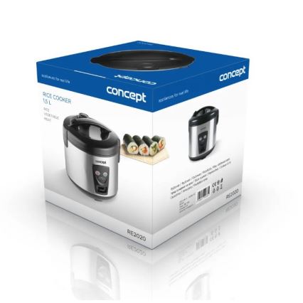 Concept RE2020 - Ryžių viryklė 2 viename 650W/230V 1,5 l nerūdijančio plieno/juoda