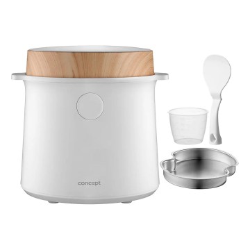 Concept RE3030 - Skaitmeninė ryžių viryklė 2 viename 380W/230V 1,5 l balta/medžio dekoras
