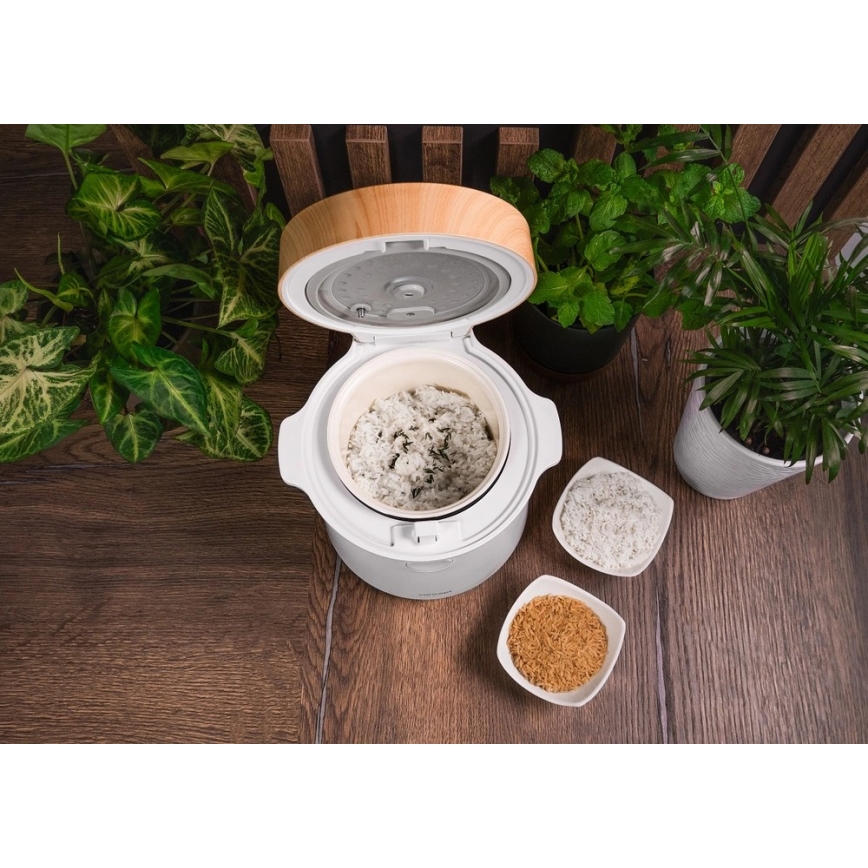 Concept RE3030 - Skaitmeninė ryžių viryklė 2 viename 380W/230V 1,5 l balta/medžio dekoras