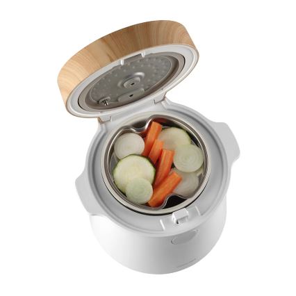 Concept RE3030 - Skaitmeninė ryžių viryklė 2 viename 380W/230V 1,5 l balta/medžio dekoras