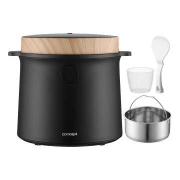 Concept RE4040 - Skaitmeninė 2 viename ryžių viryklė 450 W/230 V 2 l juoda/medžio dekoras
