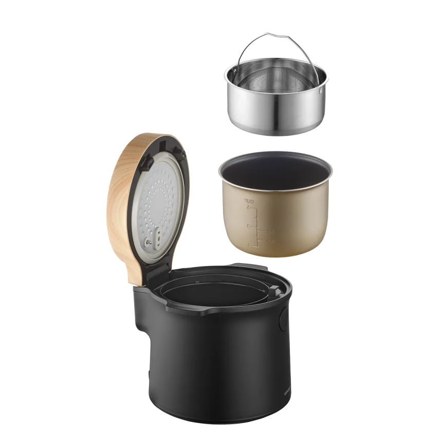 Concept RE4040 - Skaitmeninė 2 viename ryžių viryklė 450 W/230 V 2 l juoda/medžio dekoras