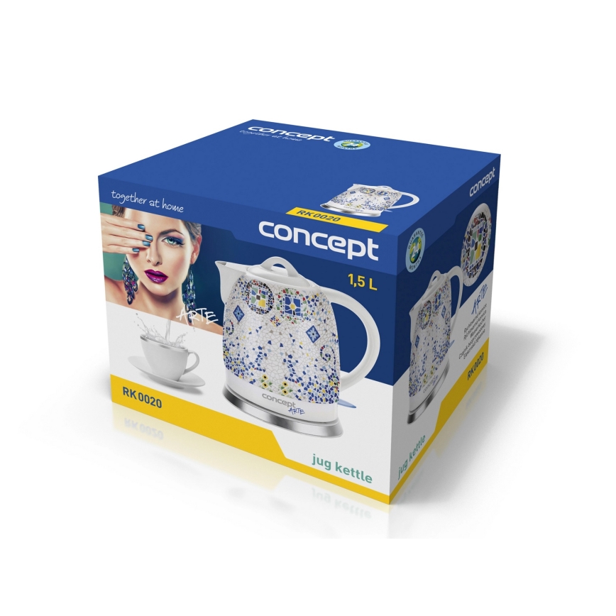 Concept RK0020 - Elektrinis virdulys 1,5 l 1350 W/230 V įvairiaspalvis/keramika
