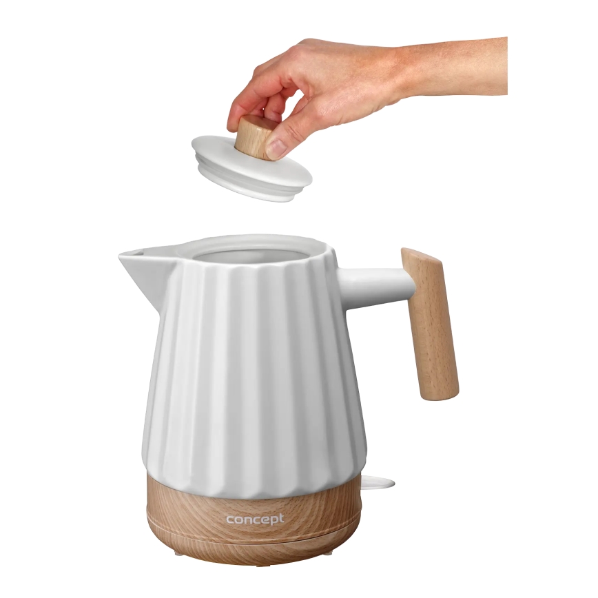 Concept RK0090 - Elektrinis virdulys 1,5 l 1500W/230V baltas/medžio dekoras/keramika
