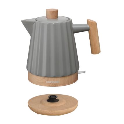 Concept RK0092 - Greitai užverdantis elektrinis virdulys 1,5 l 1500W/230V tamsiai pilkas/medžio dekoras/keramika