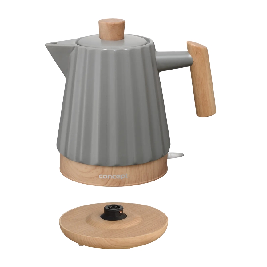 Concept RK0092 - Greitai užverdantis elektrinis virdulys 1,5 l 1500W/230V tamsiai pilkas/medžio dekoras/keramika