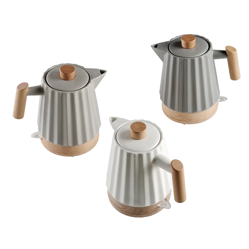 Concept RK0092 - Greitai užverdantis elektrinis virdulys 1,5 l 1500W/230V tamsiai pilkas/medžio dekoras/keramika