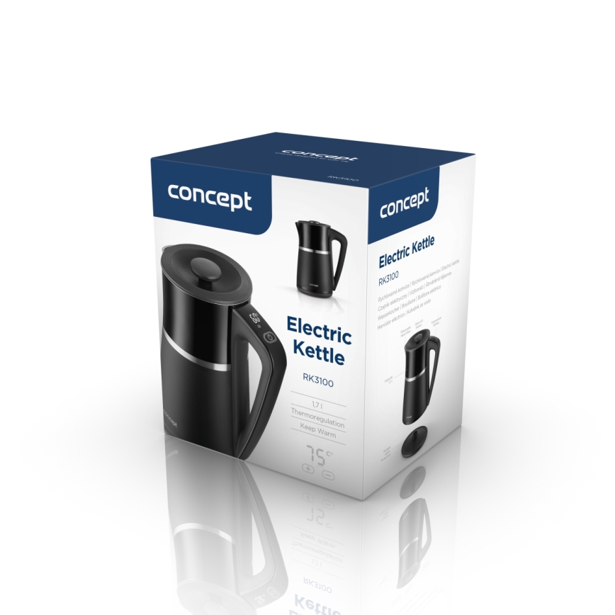Concept RK3100 - Elektrinis virdulys su reguliuojama temperatūra 1,7 l 2200W/230V juodas
