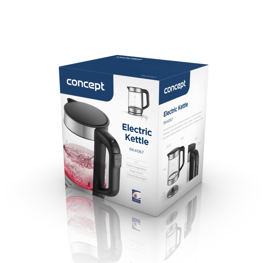 Concept RK4067 - Elektrinis virdulys su termoreguliacija 1,7 l 2200W/230V nerūdijančio plieno
